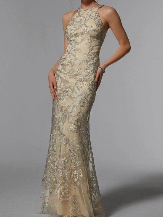 NWT MGNY by Mori Lee 72939 Hlater Prom Dress Champagne Size 10 and 16